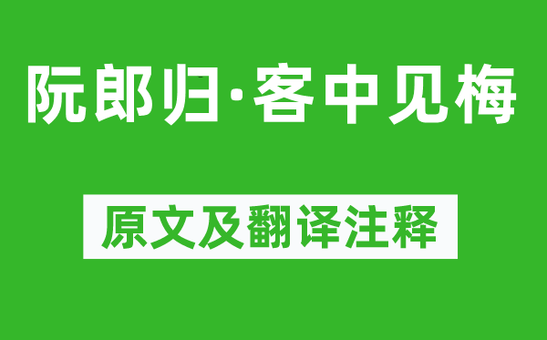 赵长卿《阮郎归·客中见梅》原文及翻译注释,诗意解释