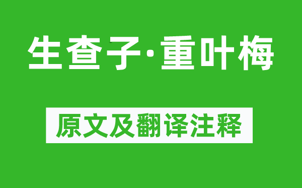 辛弃疾《生查子·重叶梅》原文及翻译注释,诗意解释