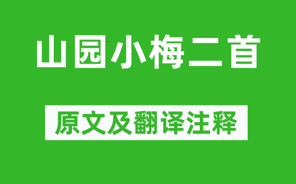 林逋《山园小梅二首》原文及翻译注释,诗意解释