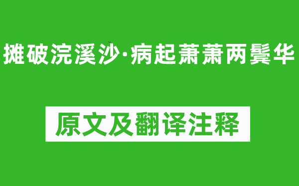 李清照《摊破浣溪沙·病起萧萧两鬓华》原文及翻译注释,诗意解释