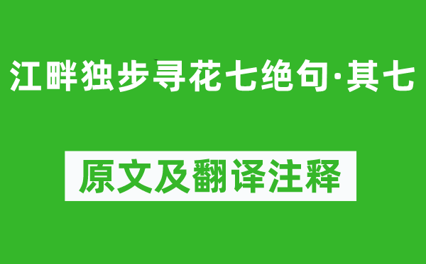 杜甫《江畔独步寻花七绝句·其七》原文及翻译注释,诗意解释