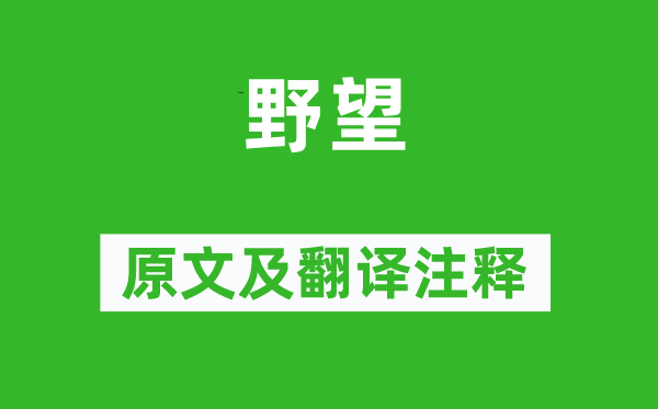 王绩《野望》原文及翻译注释,诗意解释