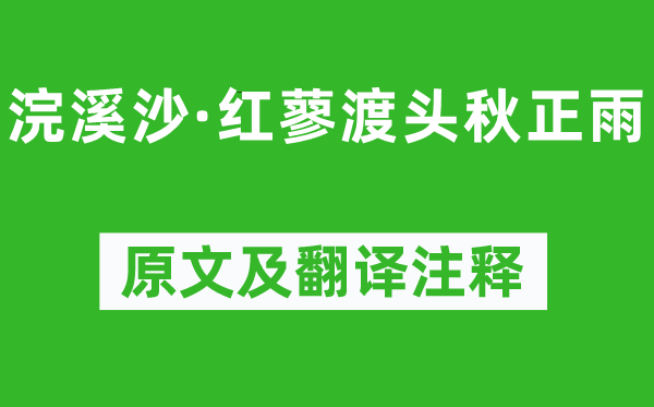 薛昭蕴《浣溪沙·红蓼渡头秋正雨》原文及翻译注释,诗意解释