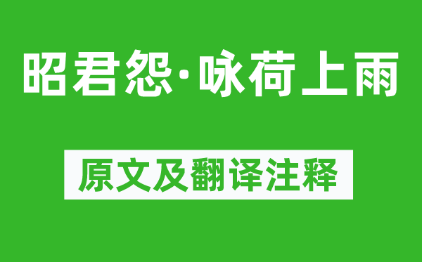 杨万里《昭君怨·咏荷上雨》原文及翻译注释,诗意解释