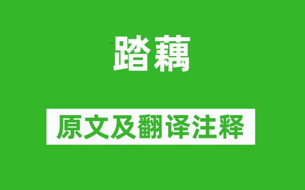 苏辙《踏藕》原文及翻译注释,诗意解释