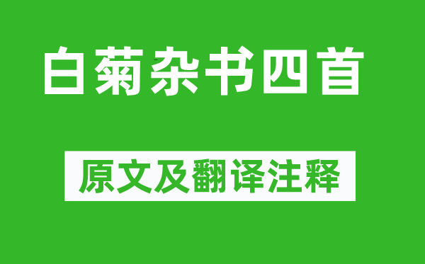 司空图《白菊杂书四首》原文及翻译注释,诗意解释