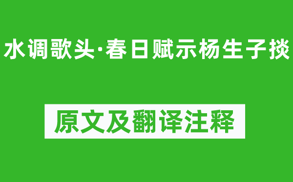 张惠言《水调歌头·春日赋示杨生子掞》原文及翻译注释,诗意解释