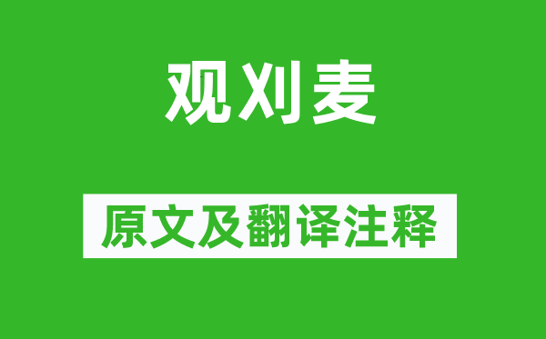 白居易《观刈麦》原文及翻译注释,诗意解释