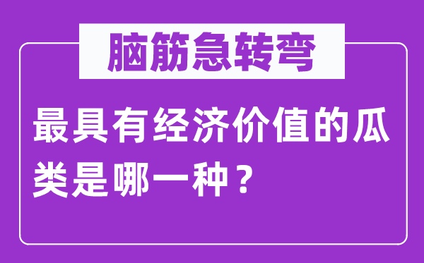 脑筋急转弯：最具有经济价值的瓜类是哪一种？