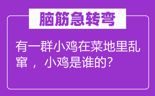 脑筋急转弯：有一群小鸡在菜地里乱窜 ，小鸡是谁的？