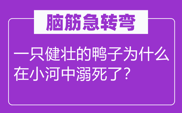 脑筋急转弯：一只健壮的鸭子为什么在小河中溺死了？