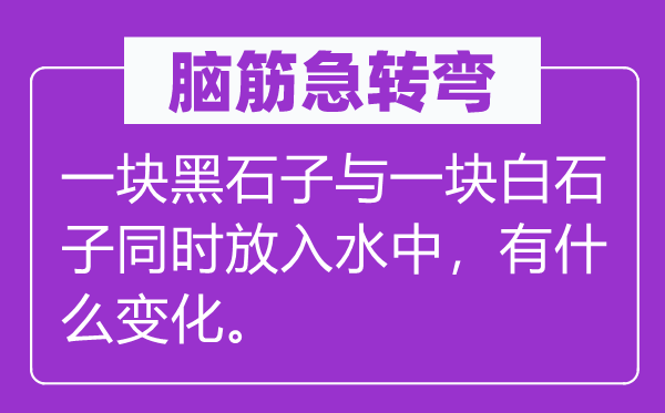 脑筋急转弯：一块黑石子与一块白石子同时放入水中，有什么变化。