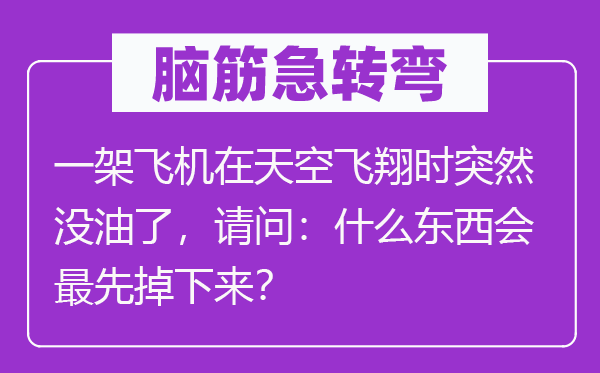 脑筋急转弯：一架飞机在天空飞翔时突然没油了，请问：什么东西会最先掉下来？