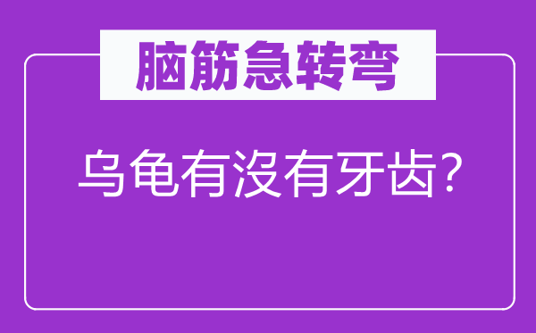 脑筋急转弯：乌龟有沒有牙齿？