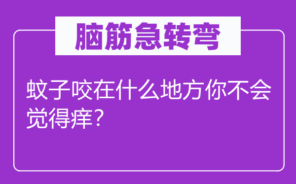 脑筋急转弯：蚊子咬在什么地方你不会觉得痒？