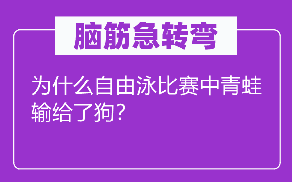 脑筋急转弯：为什么自由泳比赛中青蛙输给了狗？