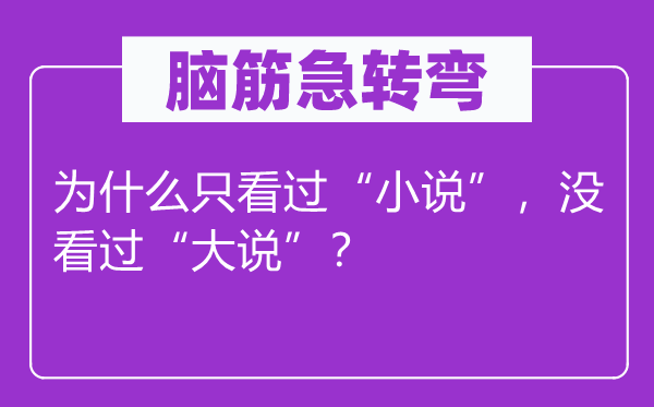 脑筋急转弯：为什么只看过“小说”，没看过“大说”？