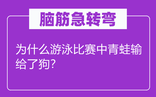 脑筋急转弯：为什么游泳比赛中青蛙输给了狗？