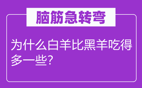 脑筋急转弯：为什么白羊比黑羊吃得多一些？