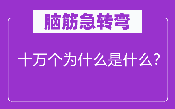 脑筋急转弯：十万个为什么是什么？