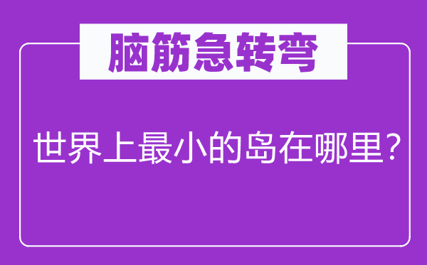 脑筋急转弯：世界上最小的岛在哪里？