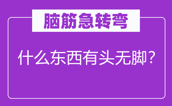 脑筋急转弯：什么东西有头无脚？