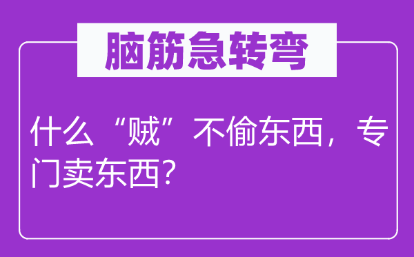 脑筋急转弯：什么“贼”不偷东西，专门卖东西？