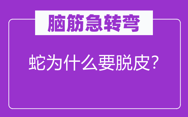 脑筋急转弯：蛇为什么要脱皮？