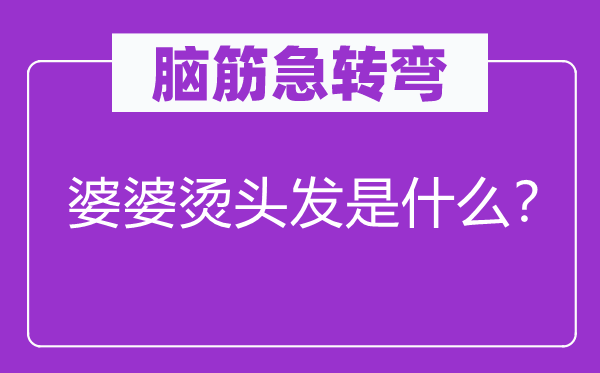 脑筋急转弯：婆婆烫头发是什么？