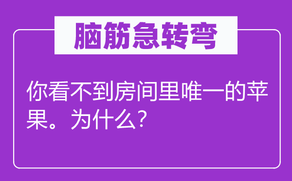 脑筋急转弯：你看不到房间里唯一的苹果。为什么？