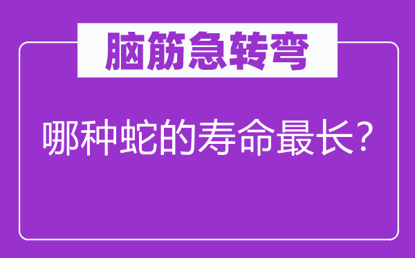 脑筋急转弯：哪种蛇的寿命最长？