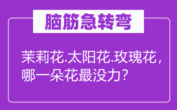 脑筋急转弯：茉莉花.太阳花.玫瑰花，哪一朵花最没力？