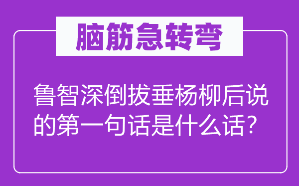 脑筋急转弯：鲁智深倒拔垂杨柳后说的第一句话是什么话？