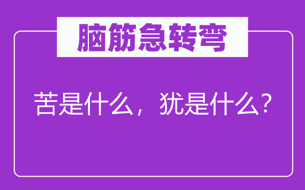 脑筋急转弯：苦是什么，犹是什么？