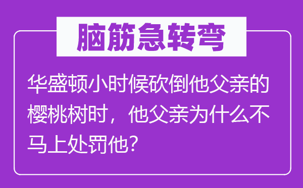 脑筋急转弯：华盛顿小时候砍倒他父亲的樱桃树时，他父亲为什么不马上处罚他？