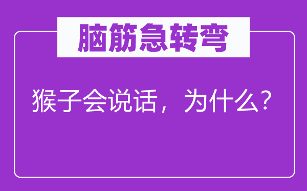 脑筋急转弯：猴子会说话，为什么？