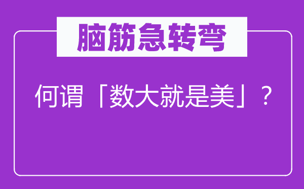 脑筋急转弯：何谓「数大就是美」？