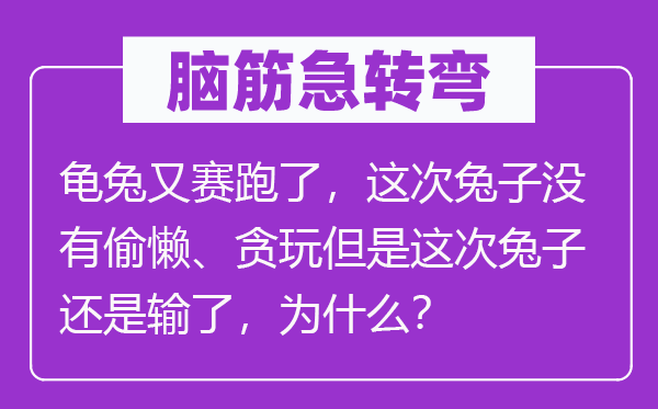 脑筋急转弯：龟兔又赛跑了，这次兔子没有偷懒、贪玩但是这次兔子还是输了，为什么？