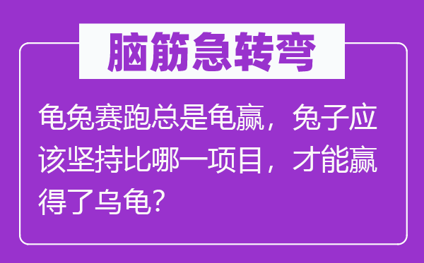 脑筋急转弯：龟兔赛跑总是龟赢，兔子应该坚持比哪一项目，才能赢得了乌龟？