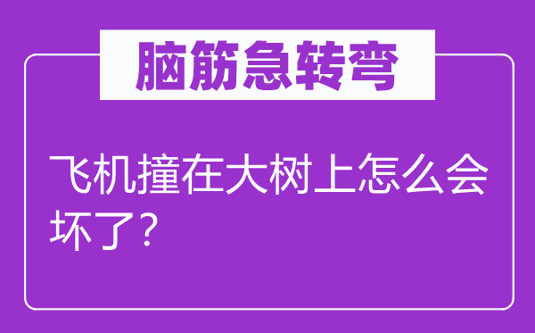 脑筋急转弯：飞机撞在大树上怎么会坏了？