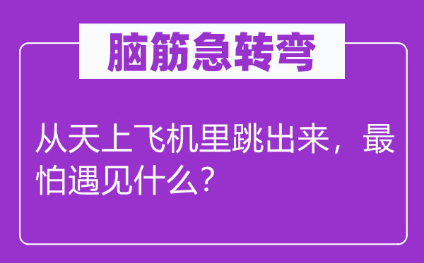 脑筋急转弯：从天上飞机里跳出来，最怕遇见什么？