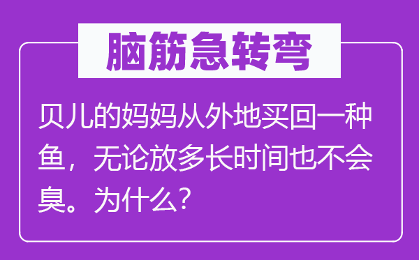 脑筋急转弯：贝儿的妈妈从外地买回一种鱼，无论放多长时间也不会臭。为什么？