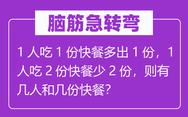 脑筋急转弯：1人吃1份快餐多出1份，1人吃2份快餐少2份，则有几人和几份快餐？