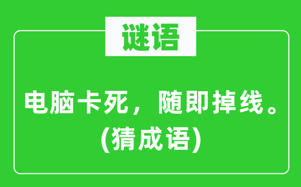 谜语：电脑卡死，随即掉线。(猜成语)