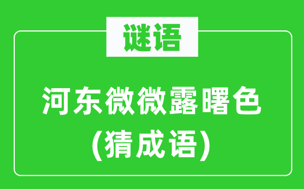 谜语：河东微微露曙色(猜成语)