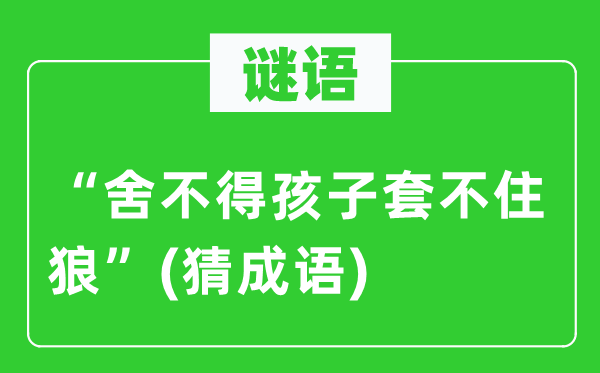 谜语：“舍不得孩子套不住狼”　(猜成语)