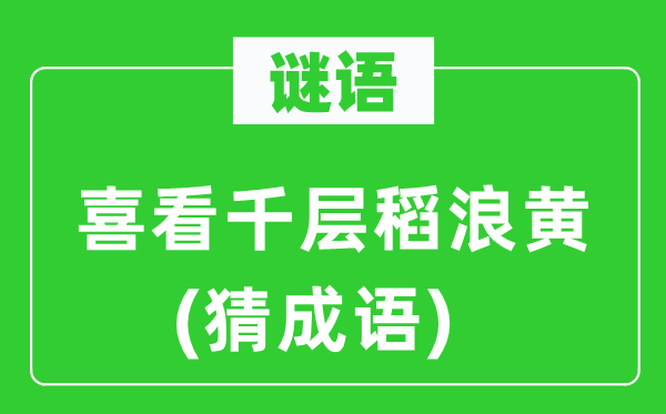 谜语：喜看千层稻浪黄(猜成语)