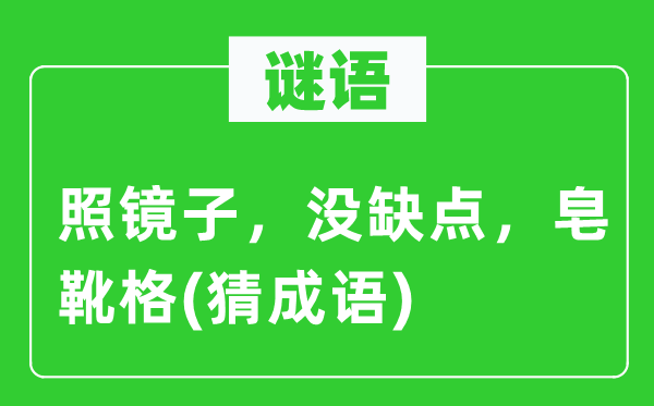 谜语：照镜子，没缺点，皂靴格(猜成语)