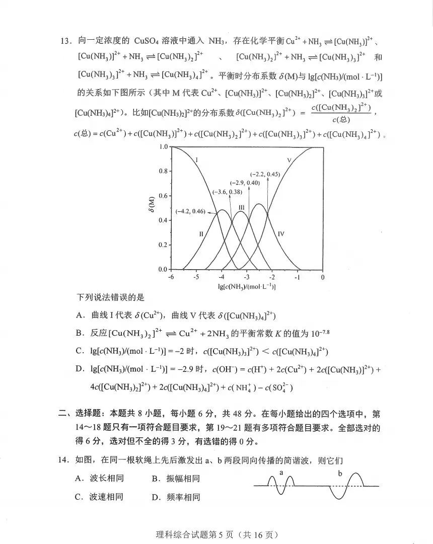 新高考2024九省联考河南理综试卷及答案解析