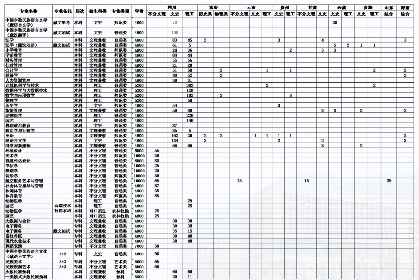 2023年招生计划及各专业招生人数